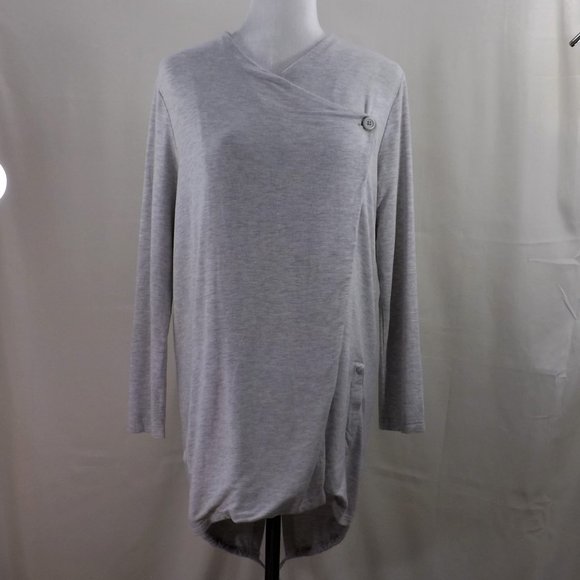 cupcakes & cashmere Grey Haze Viscose Wrap w Tux Tails Cape Wrap Jacket Coat M - Picture 6 of 16